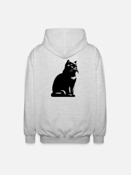British Shorthair Cat - Unisex Hooded Jacket - light heather grey