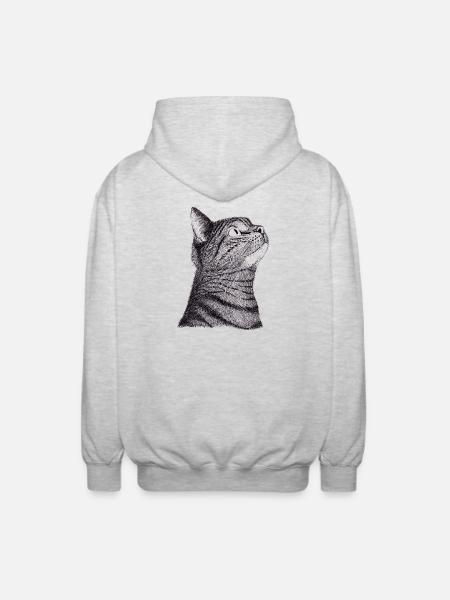 Katze - Unisex Kapuzenjacke - Hellgrau meliert