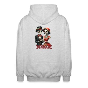 Weihnachtsromantik der Knochen. - Unisex Kapuzenjacke - Hellgrau meliert - Hinten - AI Model Male 185 light (185cm)