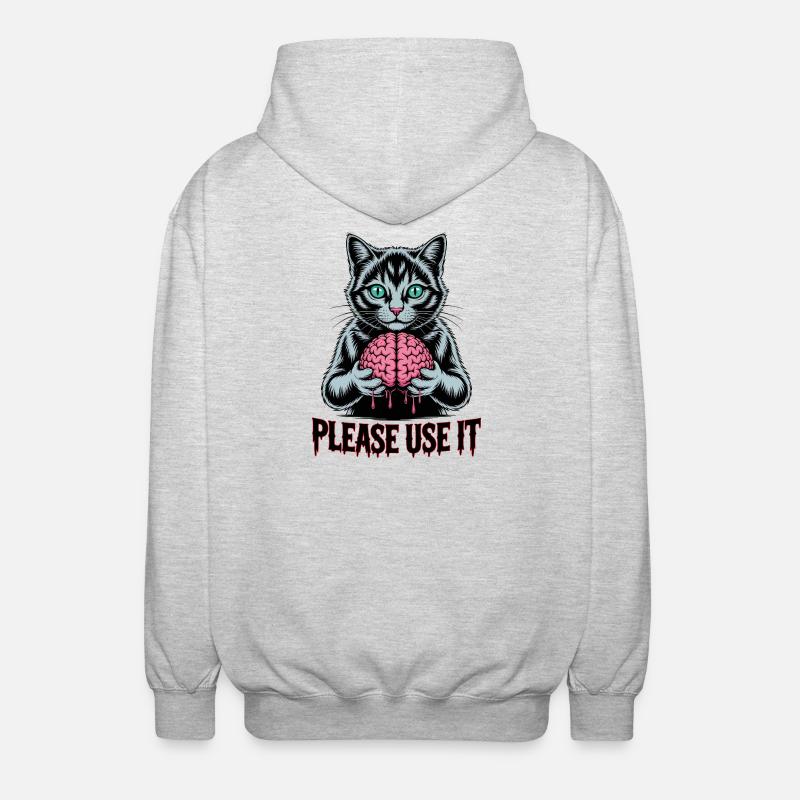 Zombie-Katze, bitte benutzen Sie sie - Unisex Kapuzenjacke - Hellgrau meliert