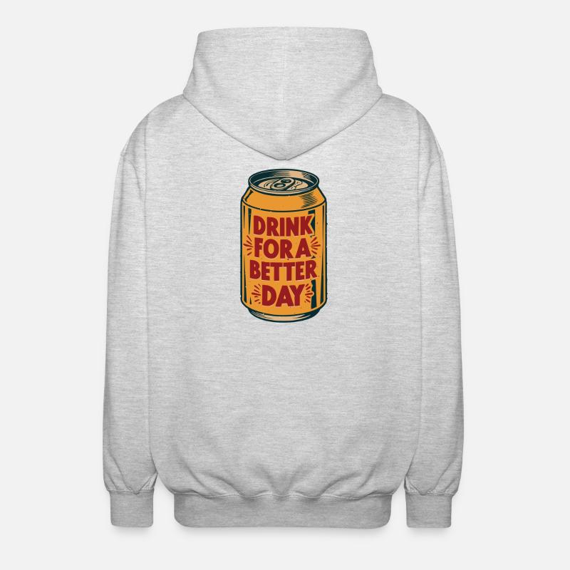 Optimistischer Durstlöscher trink Dose Spruch - Unisex Kapuzenjacke - Hellgrau meliert