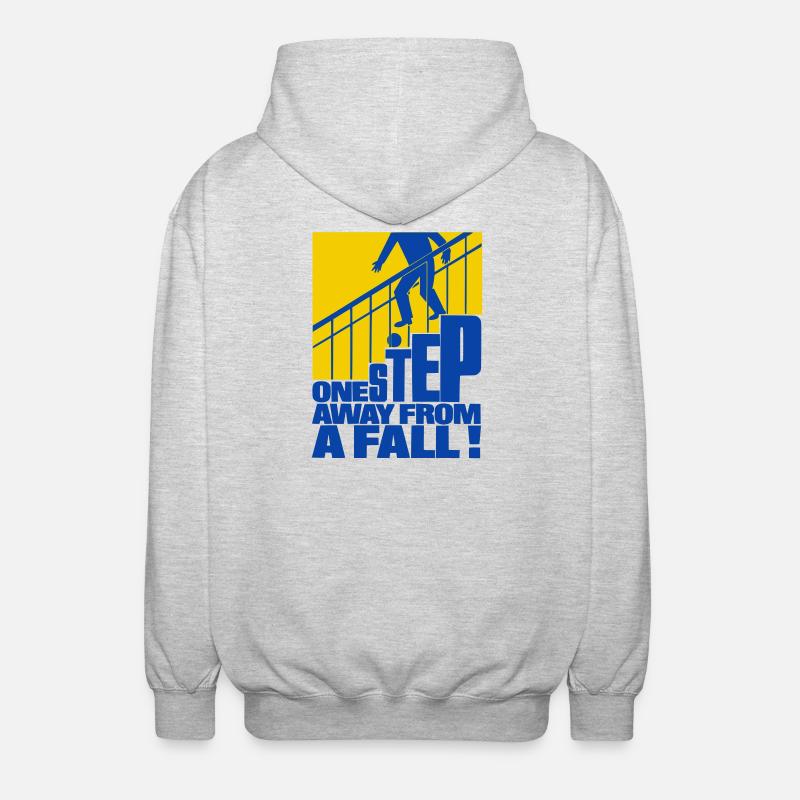 One Step Away from a Fall - Unisex Hooded Jacket - light heather grey
