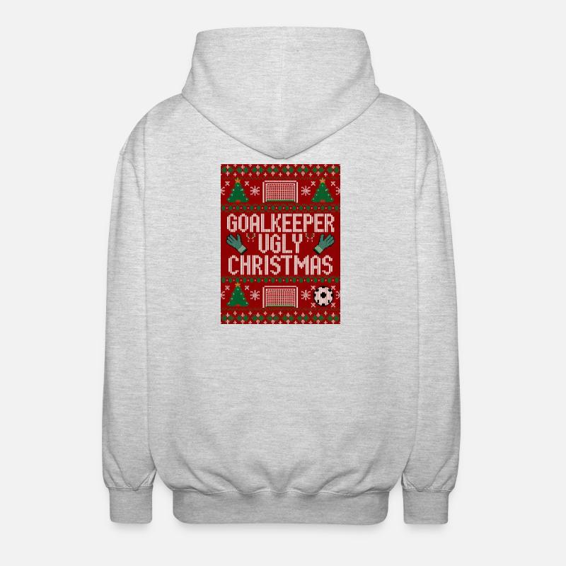 Torwart hässlicher Weihnachtspullover Design - Unisex Kapuzenjacke - Hellgrau meliert
