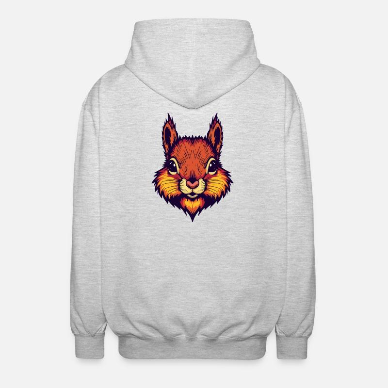 Leuchtend herbstliches Eichhörnchen  - Unisex Kapuzenjacke - Hellgrau meliert