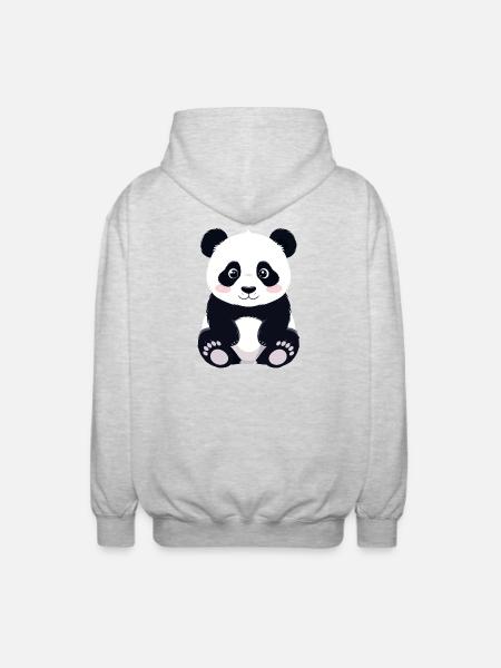 Assis petit panda câlin et mignon - Veste à capuche unisexe - gris clair chiné