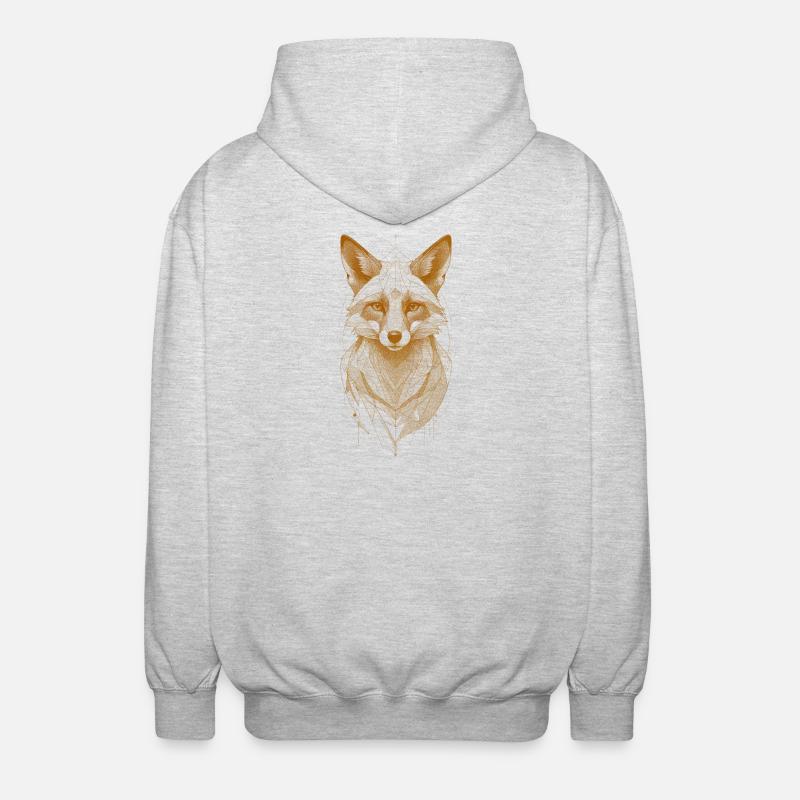 Wolf Head with Mandala Crown - Unisex Hooded Jacket - light heather grey