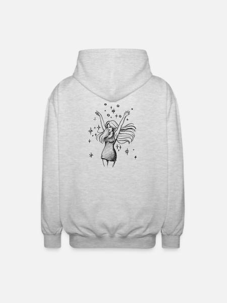 Dancing Woman Empowerment - Illustration - Unisex Hooded Jacket - light heather grey