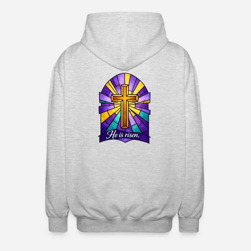 He is Risen Cross Easter - Unisex Hooded Jacket - light heather grey