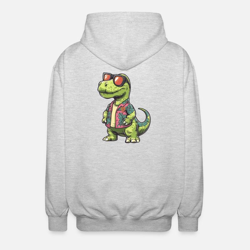 Dinosaurier brontosaurus Comic Urlaub - Unisex Kapuzenjacke - Hellgrau meliert