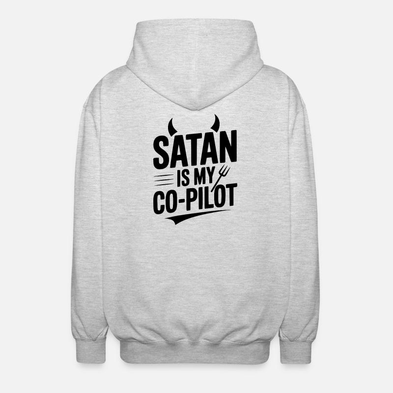 Satan est mon copilote - Veste à capuche unisexe - gris clair chiné
