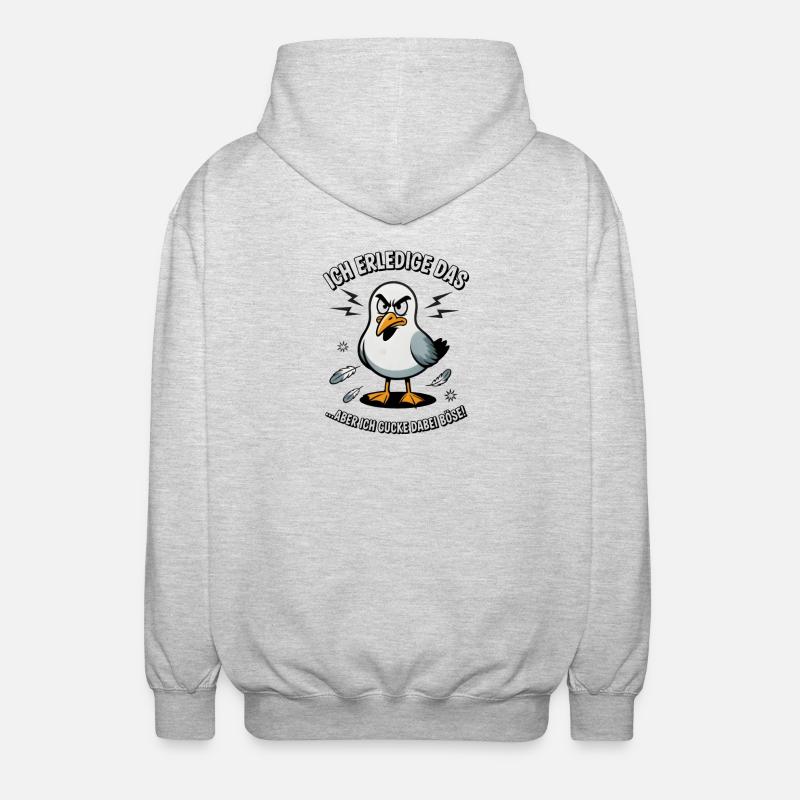 Möwe Seevogel Nen scheiss muss ich - Unisex Kapuzenjacke - Hellgrau meliert