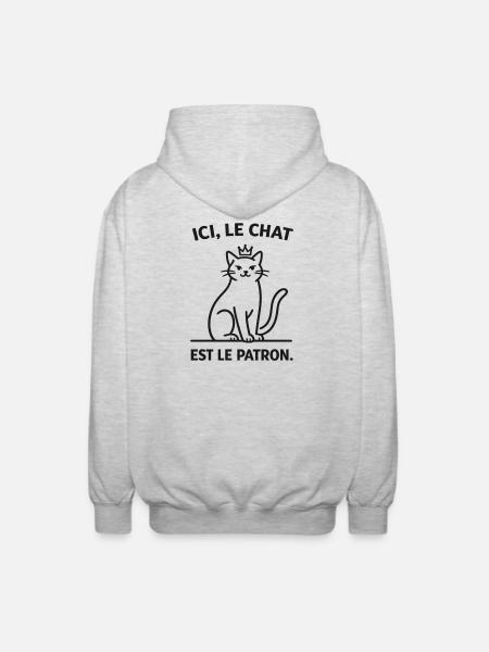 Ici Le Chat Est Le Patron - Veste à capuche unisexe - gris clair chiné