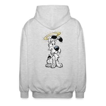 Astérix Idefix avec l'auréole - Veste à capuche unisexe - gris clair chiné - Dos - AI Model Male 185 light (185cm)