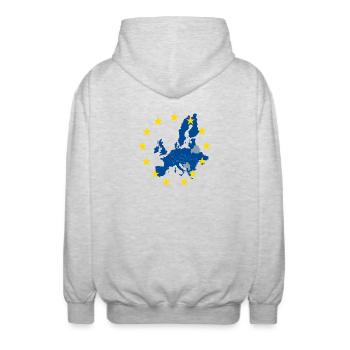 Carte de l’Europe dans l’anneau étoile de l’UE - Veste à capuche unisexe - gris clair chiné - Dos - AI Model Male 185 light (185cm)