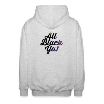 All Black Ya Neon Streifen Schrift - Unisex Kapuzenjacke - Hellgrau meliert - Hinten - AI Model Male 185 light (185cm)