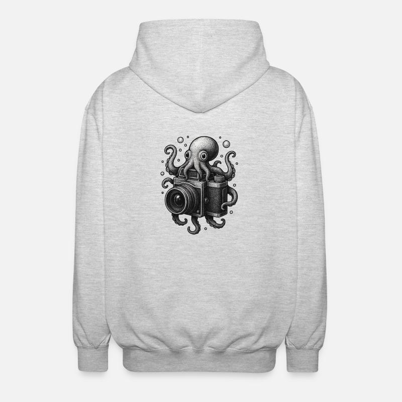 Octopus Camera - Veste à capuche unisexe - gris clair chiné