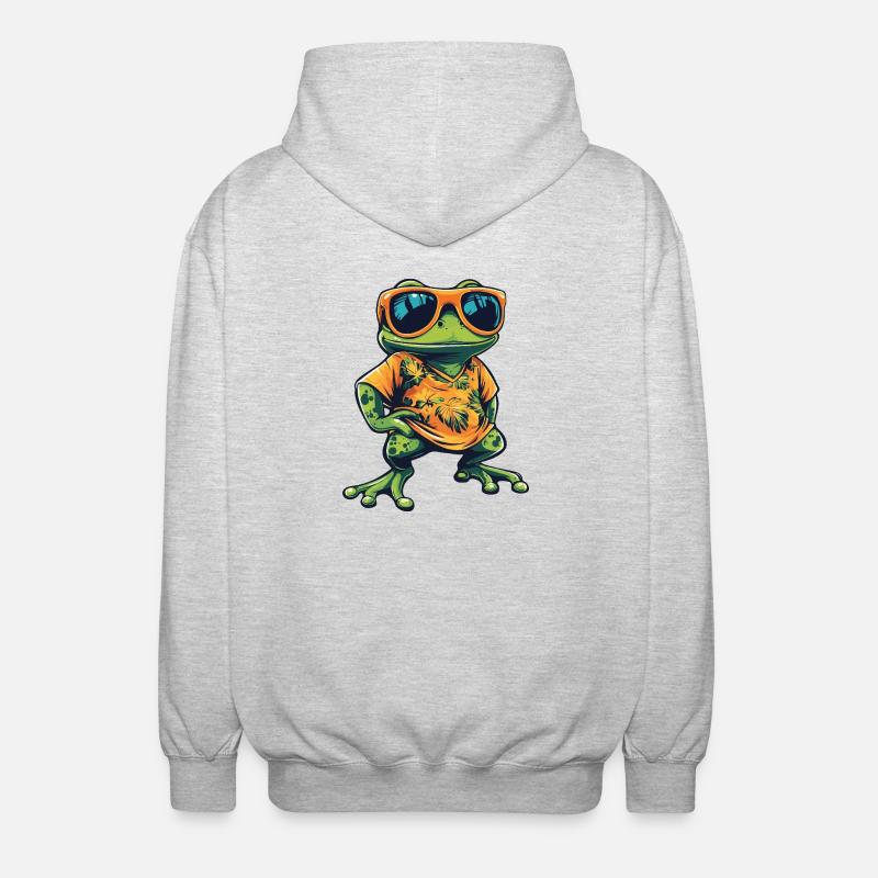 Grenouille Bande dessinée Vacances - Veste à capuche unisexe - gris clair chiné