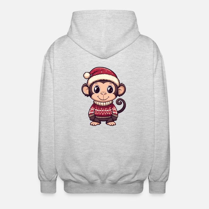 Monkey Christmas Comic - Unisex Hooded Jacket - light heather grey