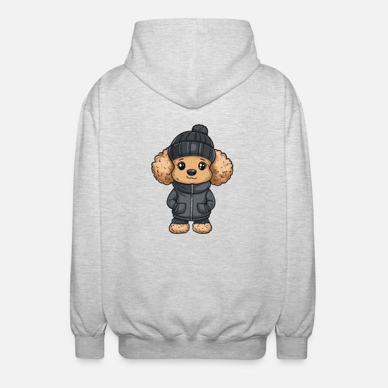 Pudel Hund Winter - Unisex Kapuzenjacke - Hellgrau meliert
