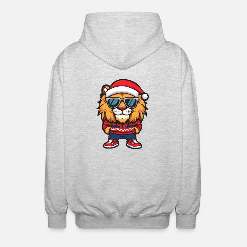 Lion Noël Bande dessinée Cool - Veste à capuche unisexe - gris clair chiné