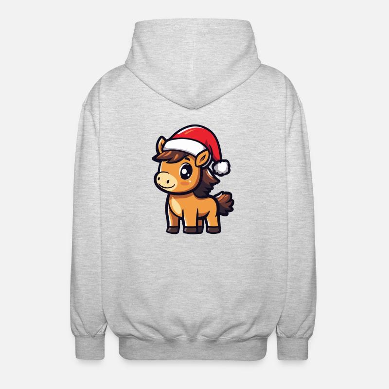 Cheval Noël - Veste à capuche unisexe - gris clair chiné