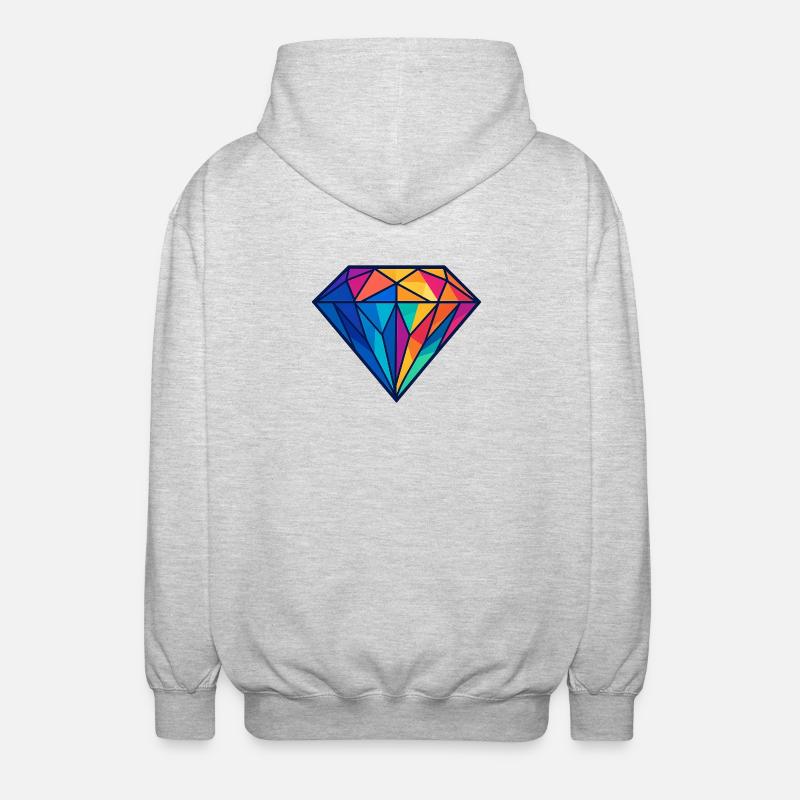 Geometrischer Diamant | Bunt / Regenbogen Design - Unisex Kapuzenjacke - Hellgrau meliert