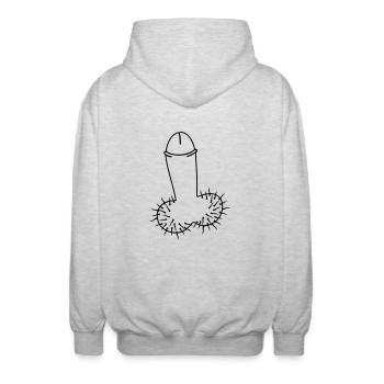 lustiger Pimmel witziger Penis - Unisex Kapuzenjacke - Hellgrau meliert - Hinten - AI Model Male 185 light (185cm)
