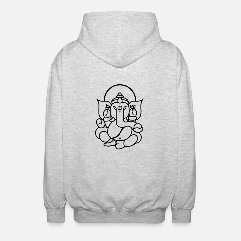 Ganesha Elefant (elephant) No.03 - Unisex Hooded Jacket - light heather grey