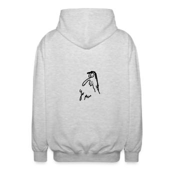 Kunst Textil: Skizze eines Arbeitslosen - Unisex Kapuzenjacke - Hellgrau meliert - Hinten - AI Model Male 185 light (185cm)
