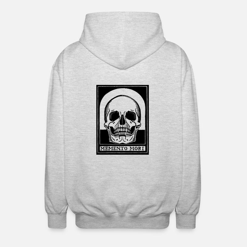 Memento Mori (schwarze Version) - Unisex Kapuzenjacke - Hellgrau meliert