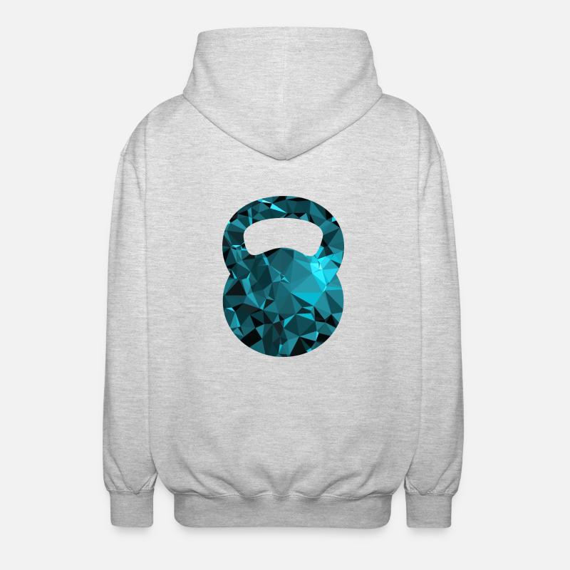 Kettlebell (Low Poly) - Unisex Hooded Jacket - light heather grey