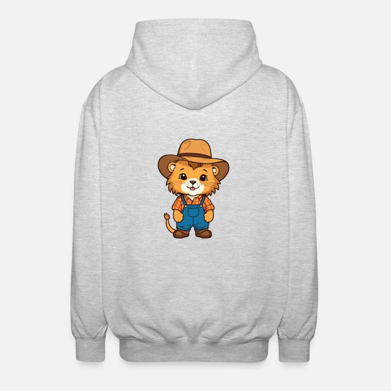Babylöwe als Bauer - Unisex Kapuzenjacke - Hellgrau meliert