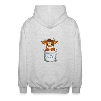 Vache joyeuse - Veste à capuche unisexe - gris clair chiné - Dos - AI Model Male 185 light (185cm)
