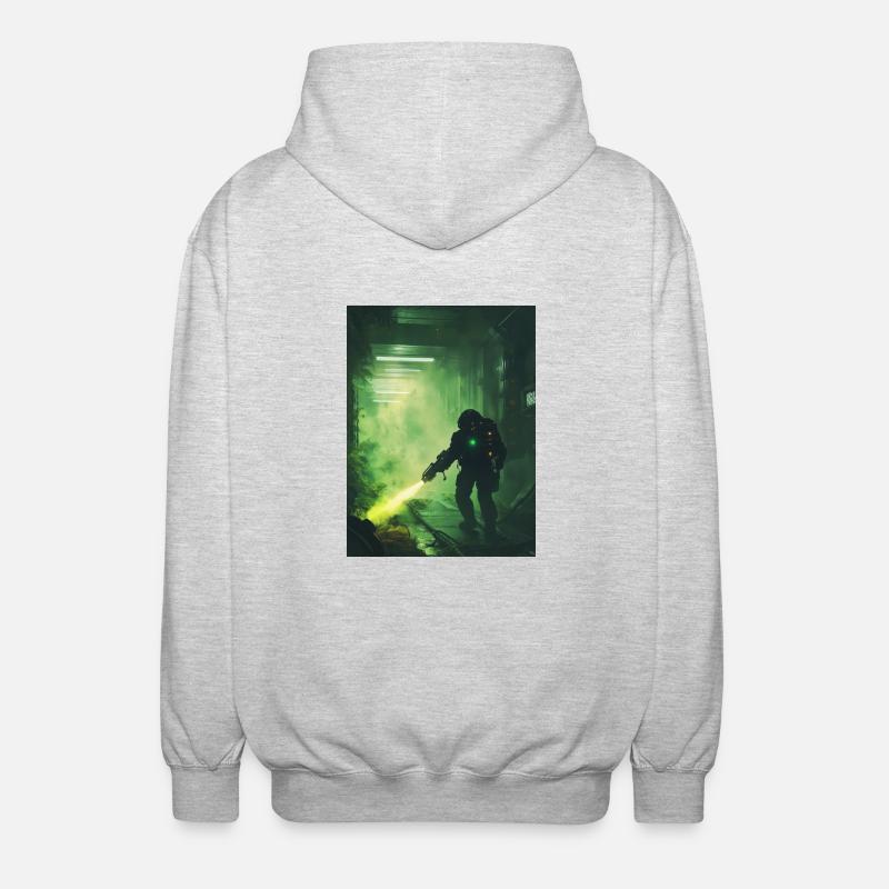 Sci Fi Krieger2 - Unisex Kapuzenjacke - Hellgrau meliert