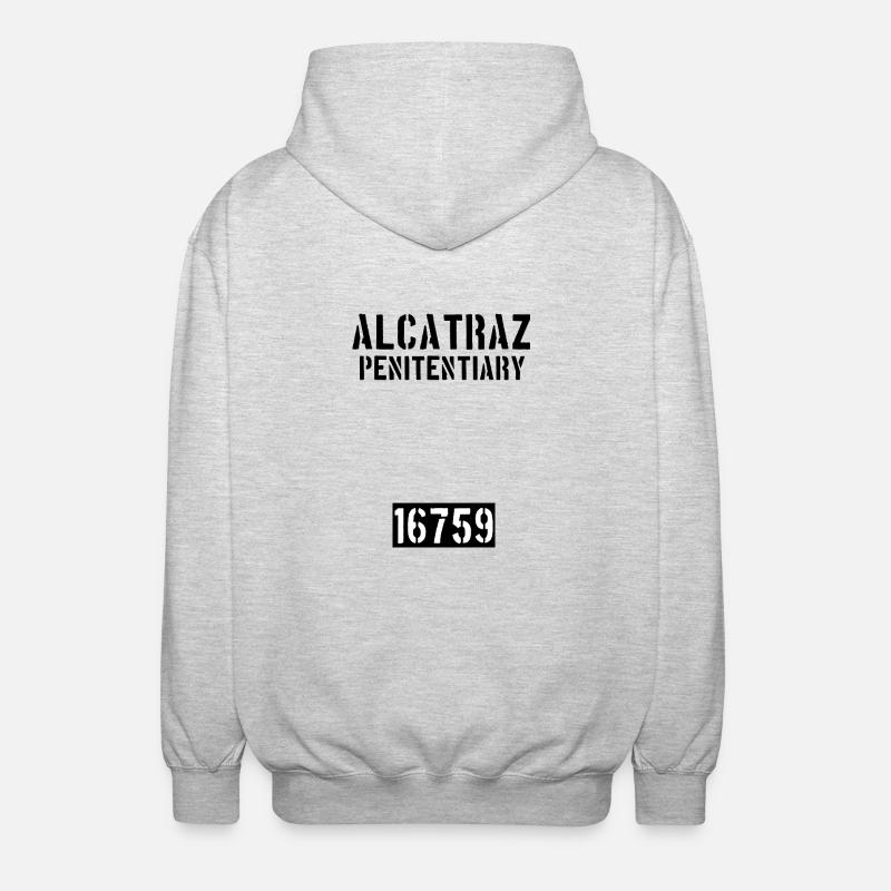 Pénitencier d’Alcatraz - 16759 - Prison - États-Unis - Veste à capuche unisexe - gris clair chiné
