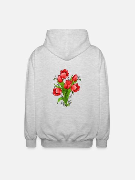 Blumen - Unisex Kapuzenjacke - Hellgrau meliert
