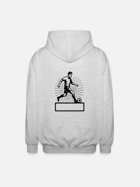 Footballer - Last name First name - Unisex Hooded Jacket - light heather grey