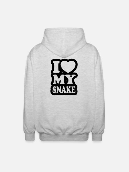 I love my snake - Unisex Hooded Jacket - light heather grey