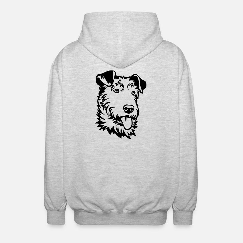 Irish Terrier Kopf - Unisex Kapuzenjacke - Hellgrau meliert