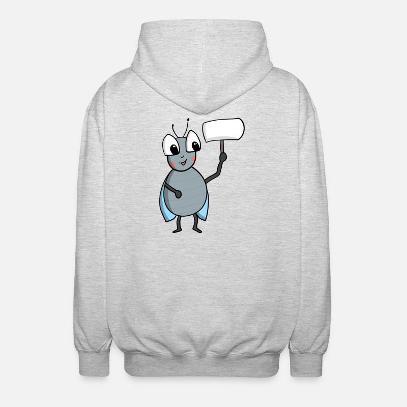 Fliege mit Schild - Unisex Kapuzenjacke - Hellgrau meliert
