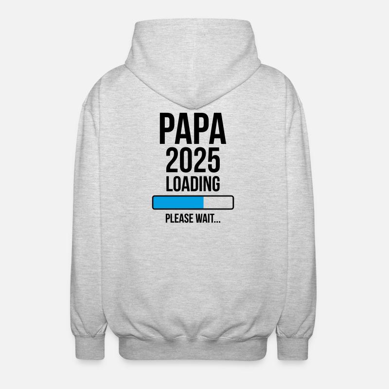 Papa 2025 Loading Bitte warten... - Unisex Kapuzenjacke - Hellgrau meliert