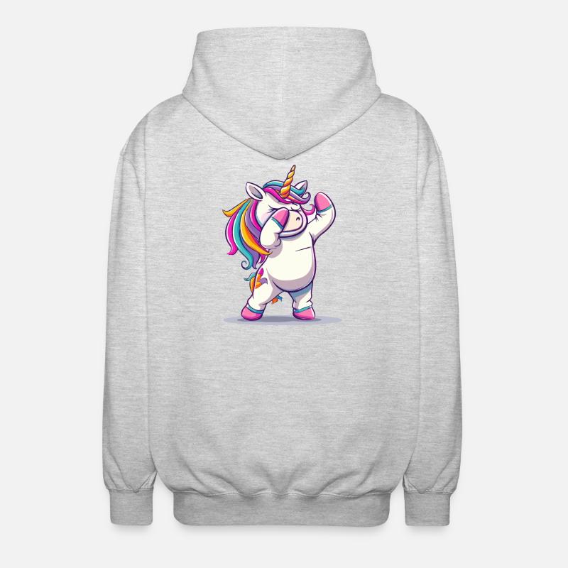 Regenbogen Dab Einhorn - Unisex Kapuzenjacke - Hellgrau meliert