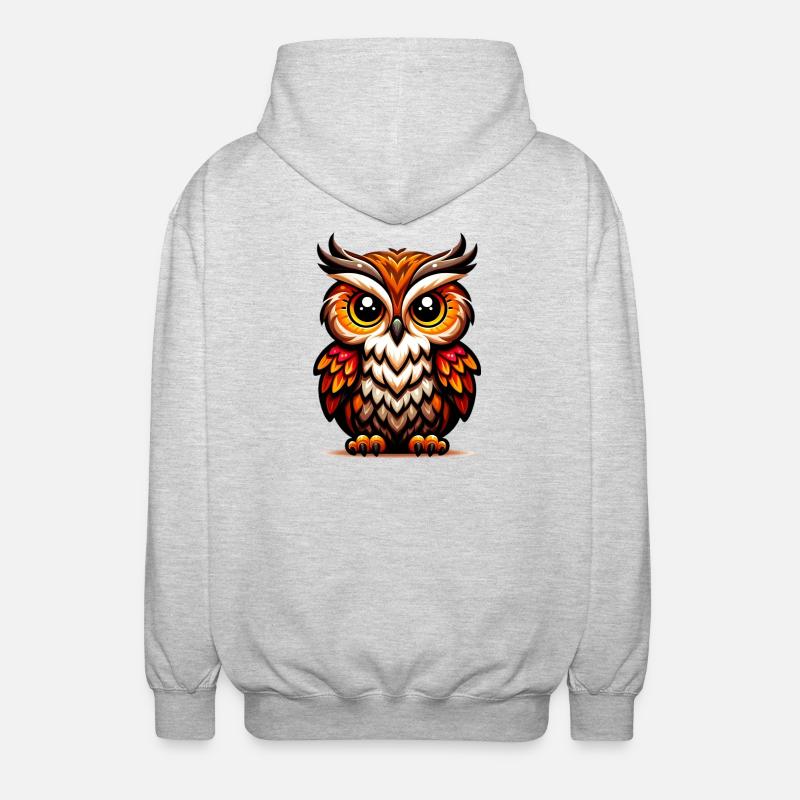 Eule - Unisex Kapuzenjacke - Hellgrau meliert