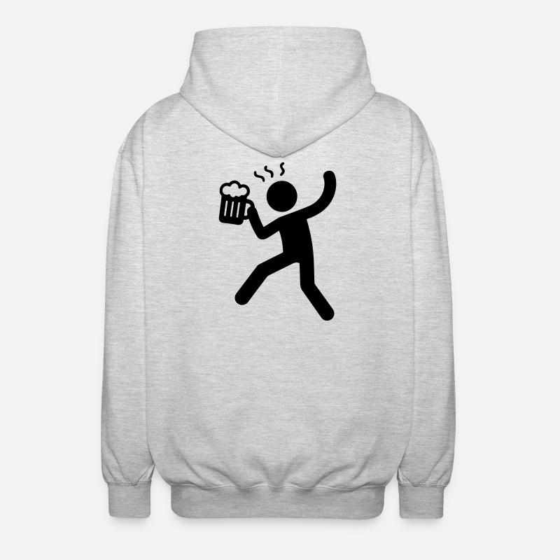 Saufen Symbol Bier - Unisex Kapuzenjacke - Hellgrau meliert
