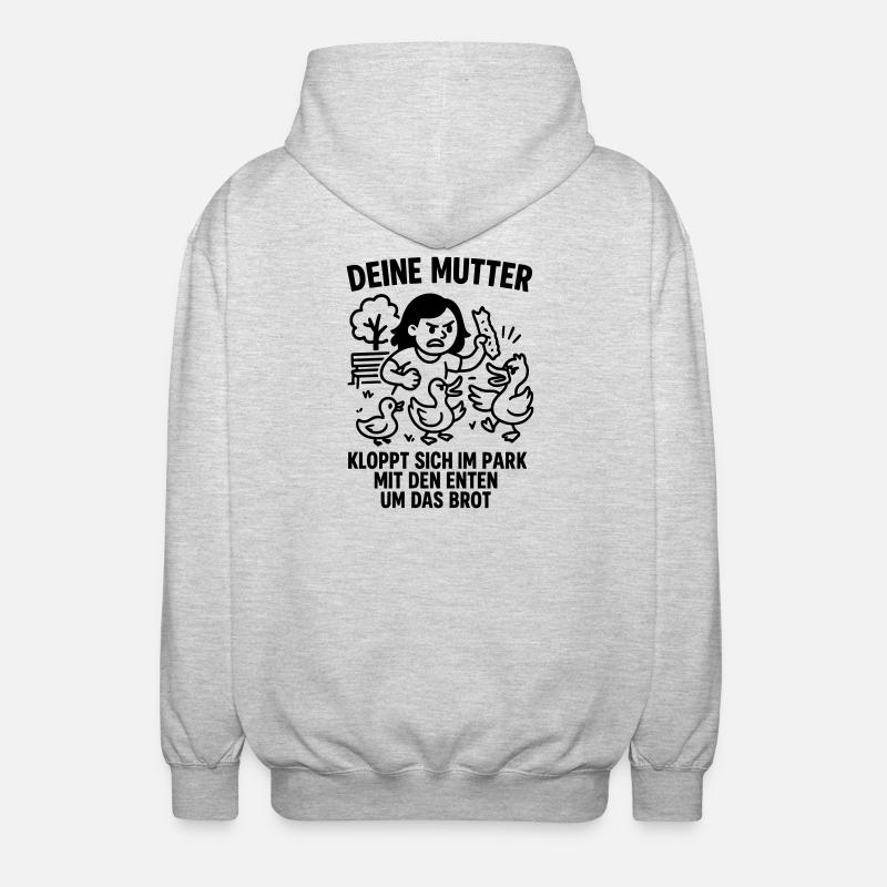 deine mutter park enten brot - Unisex Kapuzenjacke - Hellgrau meliert
