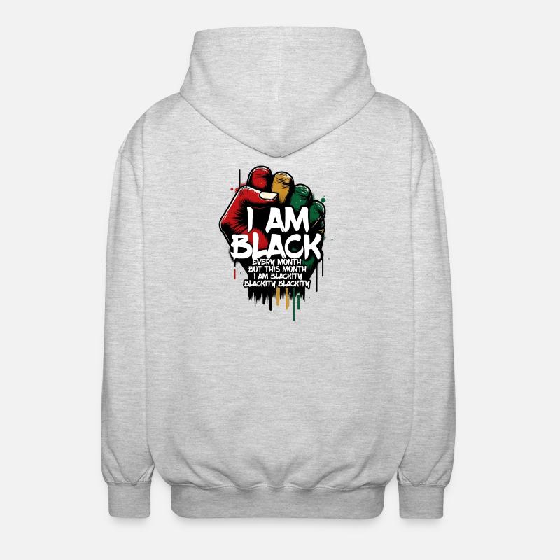 Je suis noir chaque mois - Veste à capuche unisexe - gris clair chiné