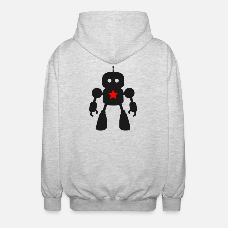 Roboter mit Stern KI Sci-Fi Nerd - Unisex Kapuzenjacke - Hellgrau meliert