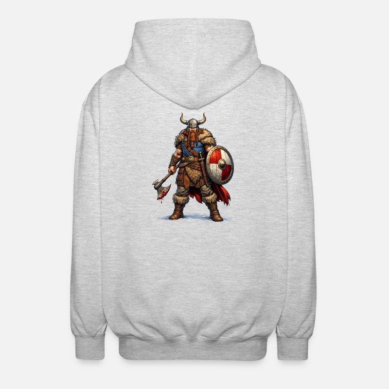 Wikinger Krieger mit Schild - Unisex Kapuzenjacke - Hellgrau meliert