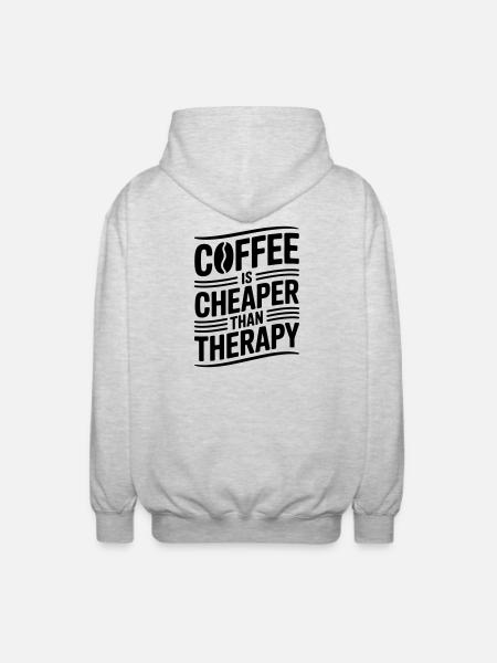 Coffee is cheaper than therapy - Unisex Hooded Jacket - light heather grey