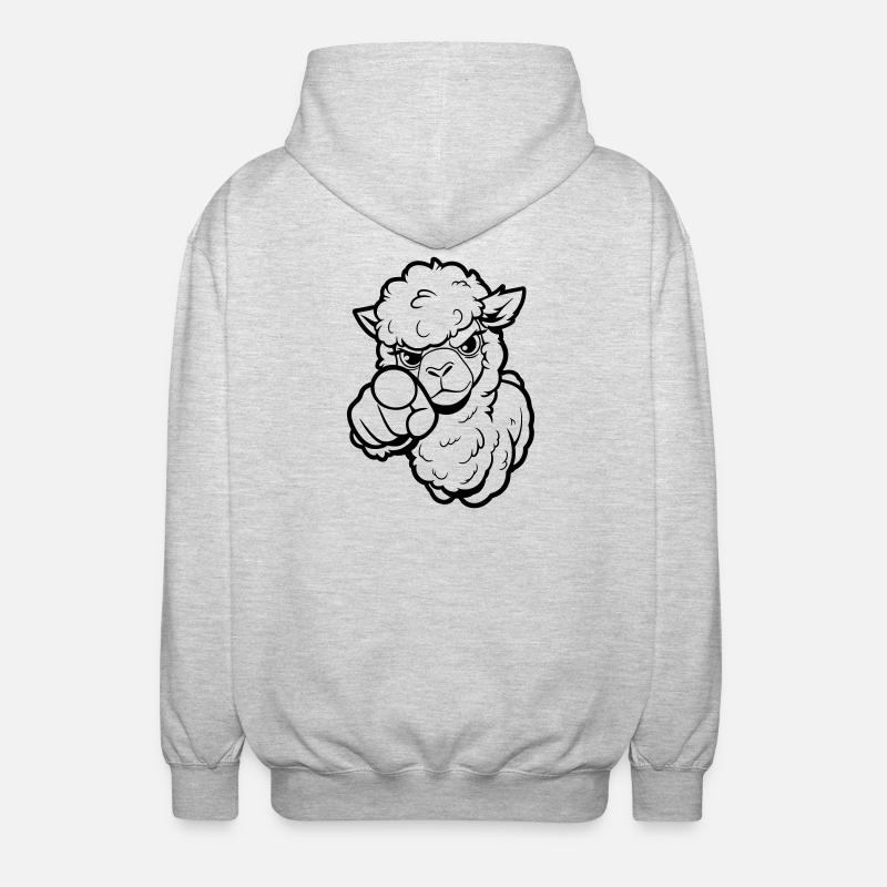 Alpaga coquin te pointe du doigt - Veste à capuche unisexe - gris clair chiné